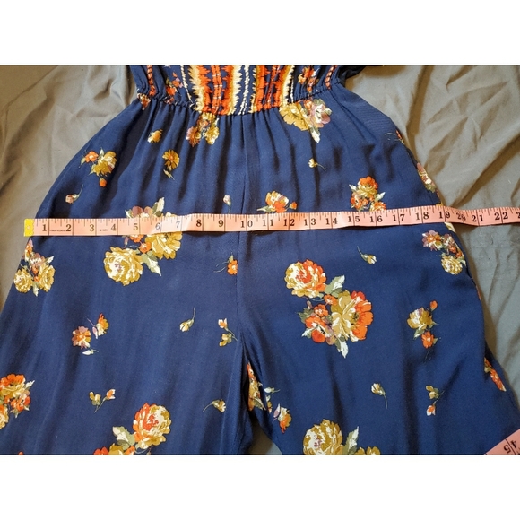 Band of Gypsies blue orange floral boho jumpsuit - Picture 8 of 9
